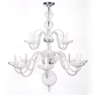 Lot 158 - Italian Style Glass Chandelier Weiss &...