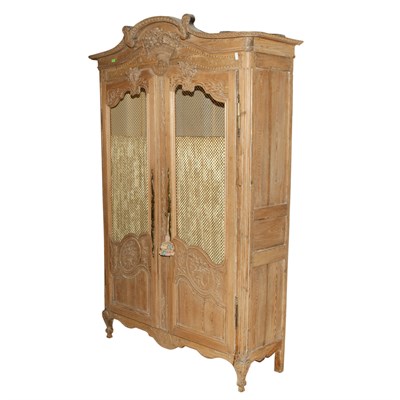 Lot 403 - Provincial Louis XV Oak Wire Door Armoire...