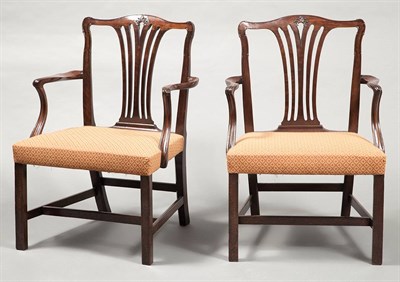 Lot 291 - Pair of George III Mahogany Open Armchairs...