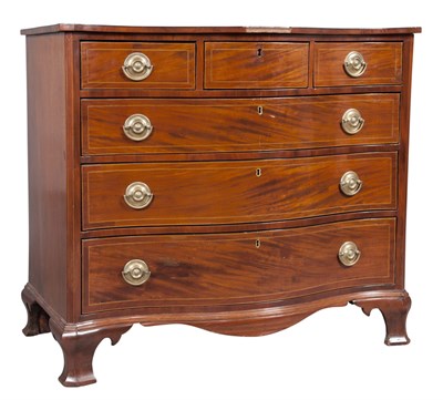 Lot 153 - Chippendale Inlaid Mahogany Serpentine Chest...