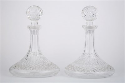 Lot 350 - Pair of Cut Glass Ship's Decanters Each with a...