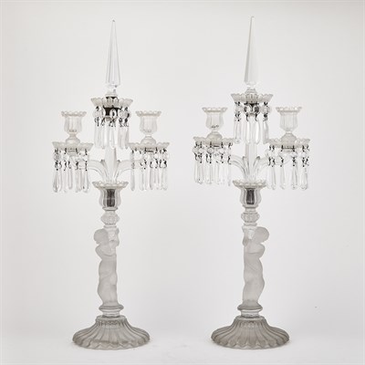 Lot 409 - Pair of Baccarat Style Glass Figural...