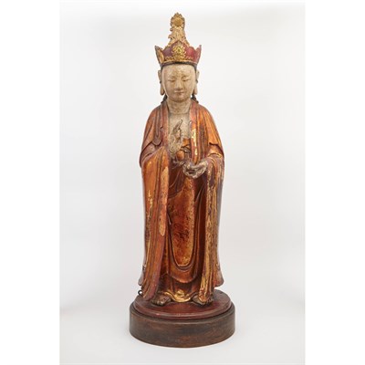 Lot 124A - Chinese Polychrome and Giltwood Figure of an...