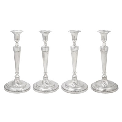 Lot 155 - Set of Four George III Silver Candlesticks...