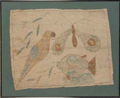 Lot 9 - 20th Century School Fauna Ink on wove fabric...