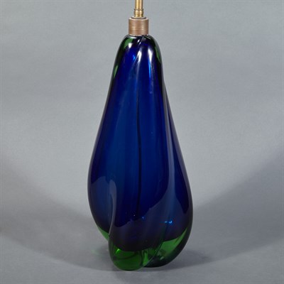 Lot 171 - Italian Blue and Green Swirl Glass Lamp Height...
