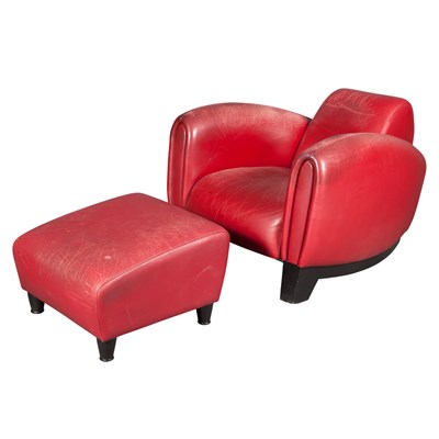 Lot 116 - Art Deco Style Leather Upholstered Club Chair...