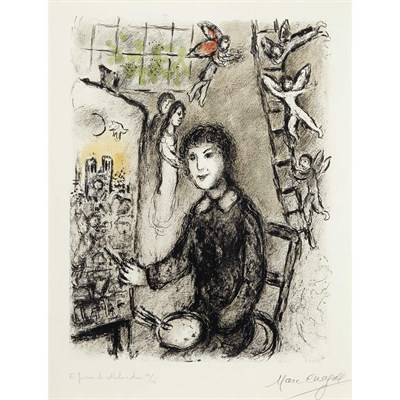 Lot 34 - Marc Chagall LE PEINTRE DEVANT LE TABLEAU (M....