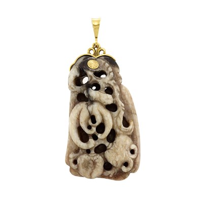 Lot 1062 - Gold and Carved Jade Pendant, Potter and Mellen