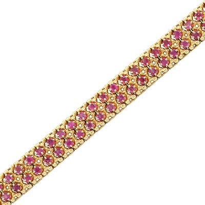 Lot 1093 - Gold and Ruby Bracelet