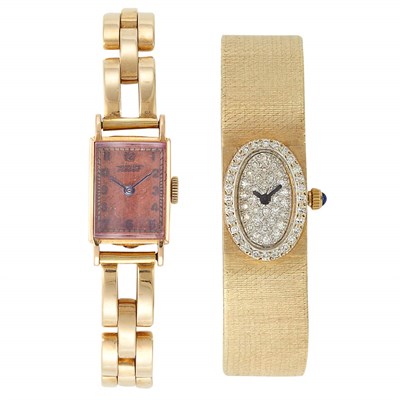 Lot 1309 - Lady's Gold and Diamond Wristwatch and Lady's Gold Wristwatch