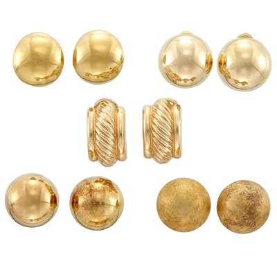 Lot 1354 - Group of Gold Earrings