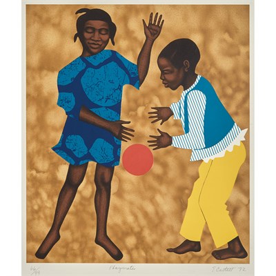Lot 26 - Elizabeth Catlett PLAYMATES Color lithograph,...