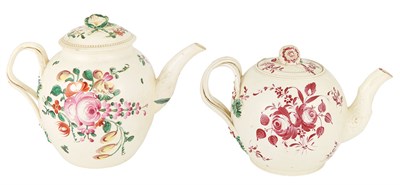 Lot 240 - Leeds Creamware Puce Decorated Globular Teapot...