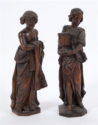 Lot 379 - Assembled Pair of Continental Carved and Dark...