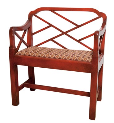 Lot 259 - Pair of Red Painted Wood Benches Length 26...