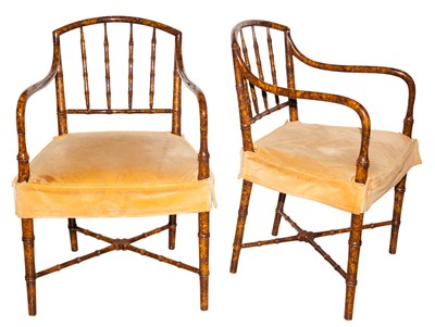 Lot 332 - Pair of Regency Style Faux Tortoise Shell...