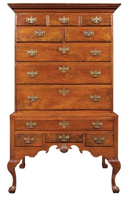 Lot 221 - Queen Anne Walnut High Chest Delaware Valley,...