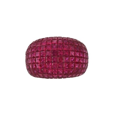 Lot 96 - White Gold and Invisibly-Set Ruby Ring, Alexis