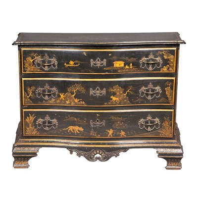 Lot 520 - Continental Style Chinoiserie Decorated Black...