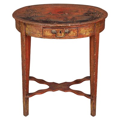 Lot 117 - George III Red Japanned and Parcel Gilt Table...