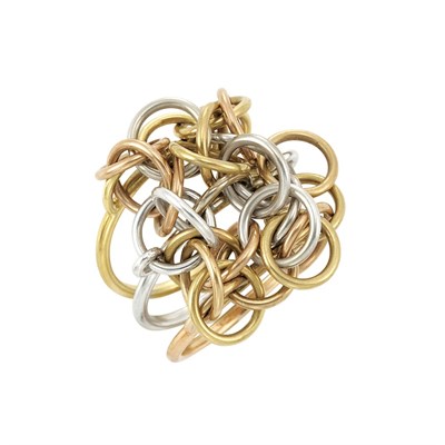 Lot 21 - Tricolor Gold Circle Link Ring, Hermes, France