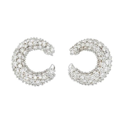 Lot 110 - Pair of White Gold and Diamond Hoop Earrings, Hammerman Brothers