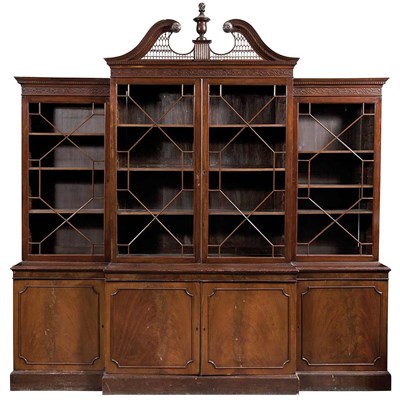 Lot 126 - George III Style Mahogany Breakfront Bookcase...