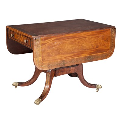 Lot 492 - Regency Style Brass Inlaid Mahogany Sofa Table...
