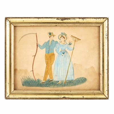 Lot 1 - American School 19th Century A Lady with a...