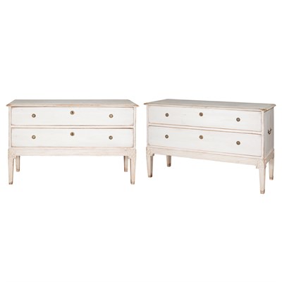 Lot 353 - Pair of Gustavian Gray Painted Commodes Late...