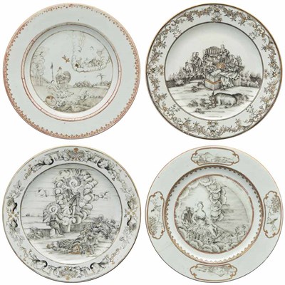 Lot 120 - Group of Chinese Export Grisaille and Gilt...