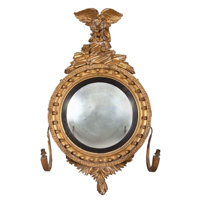 Lot 124 - George IV Giltwood Convex Mirror Circa 1825...