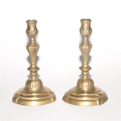 Lot 325 - Pair of Louis XV Style Brass Candlesticks...