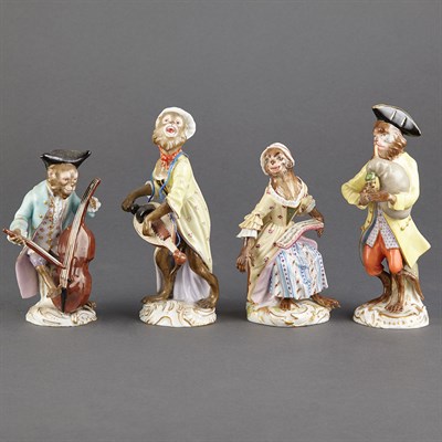 Lot 244 - Assembled Meissen Porcelain Monkey Band 20th...