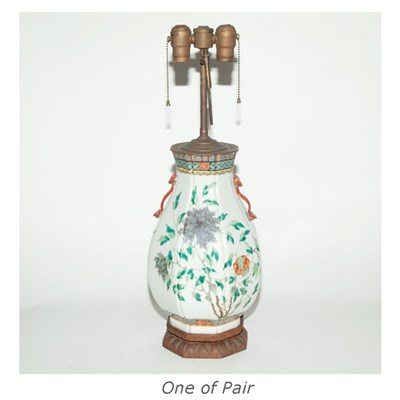 Lot 348 - Pair of Chinese Famille Rose Porcelain Lamps...
