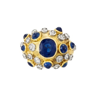 Lot 250 - Gold, Platinum, Sapphire and Diamond Ring, France