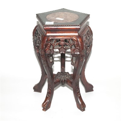 Lot 114 - Chinese Marble Inset Hardwood Low Stand Height...