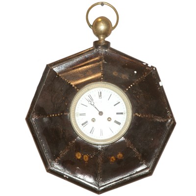 Lot 301 - French Octagonal Tole Wall Clock Height 18...