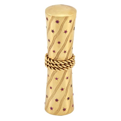 Lot 127 - Gold and Ruby Lipstick Case, Van Cleef & Arpels