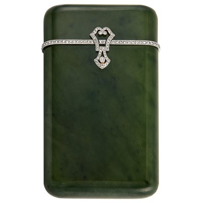 Lot 237 - Nephrite, Platinum and Diamond Case, France