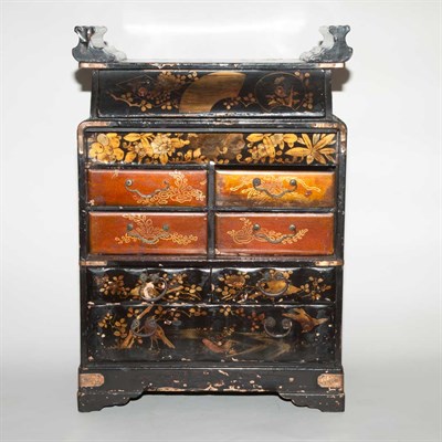 Lot 200 - Chinese Export Lacquered Miniature Cabinet;...