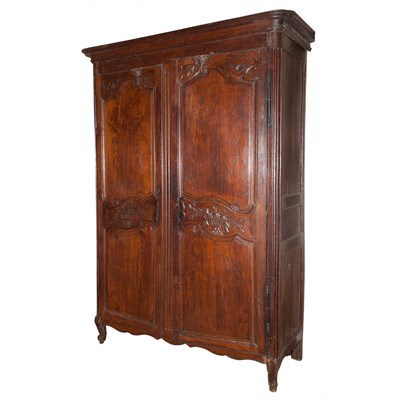 Lot 512 - Provincial Louis XV Oak Armoire Height 7 feet...