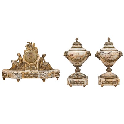 Lot 283 - Louis XVI Style Gilt-Bronze and Marble Clock...