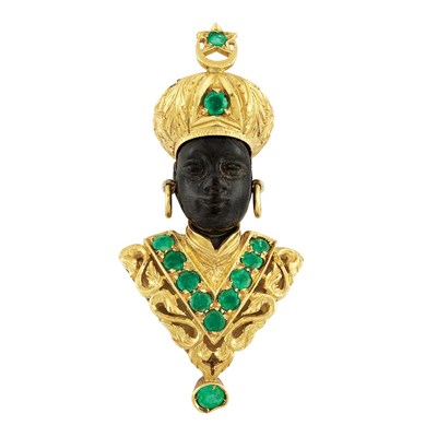 Lot 183 - Gold and Emerald Blackamoor Clip, G. Nardi