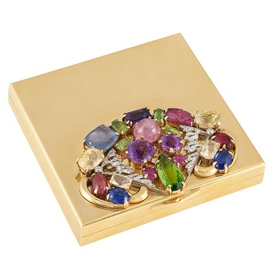 Lot 253 - Gold, Platinum, Gem-Set and Diamond Compact, Seaman Schepps