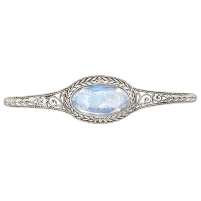 Lot 229 - Antique Platinum and Moonstone Intaglio Brooch