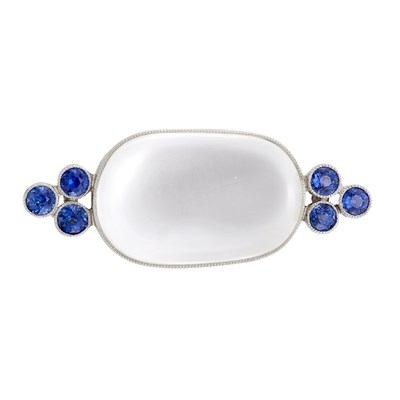 Lot 230 - Platinum, Moonstone and Sapphire Pin
