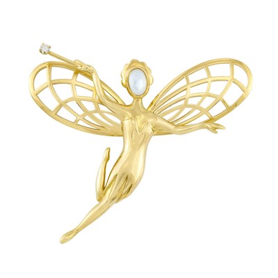 Lot 1 - Gold, Moonstone and Diamond 'Fairy' Brooch, Van Cleef & Arpels
