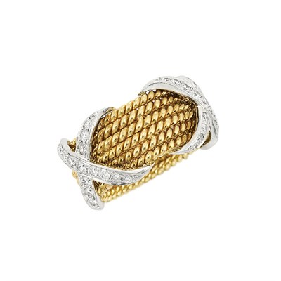 Lot 188 - Gold, Platinum and Diamond Band Ring, Tiffany & Co., Schlumberger
